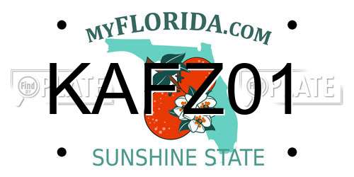 KAFZ01 Florida License Plate