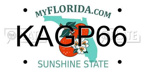 KAGP66 Florida License Plate