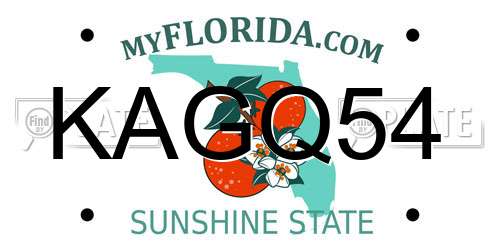 KAGQ54 Florida License Plate
