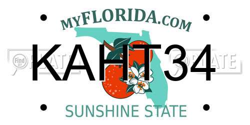 KAHT34 Florida License Plate
