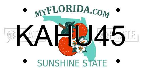 KAHU45 Florida License Plate