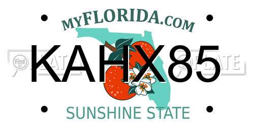 KAHX85 Florida License Plate