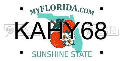 KAHY68 Florida License Plate