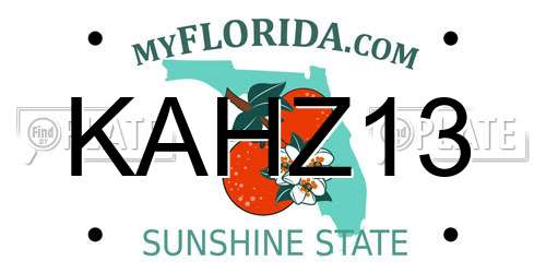 KAHZ13 Florida License Plate