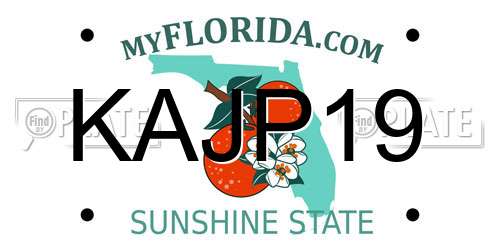 KAJP19 Florida License Plate