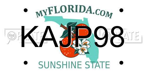 KAJP98 Florida License Plate