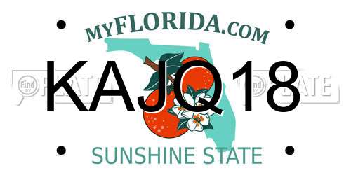 KAJQ18 Florida License Plate
