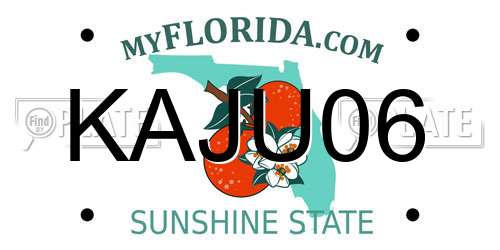 KAJU06 Florida License Plate