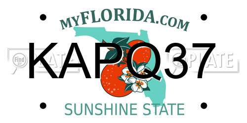 KAPQ37 Florida License Plate