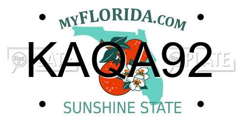 KAQA92 Florida License Plate