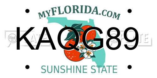 KAQG89 Florida License Plate