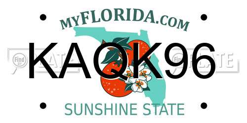 KAQK96 Florida License Plate