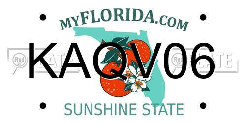 KAQV06 Florida License Plate