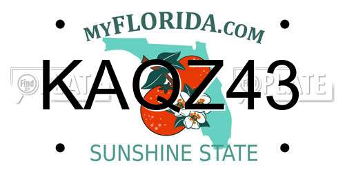 KAQZ43 Florida License Plate