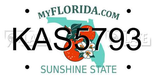 KAS5793 Florida License Plate