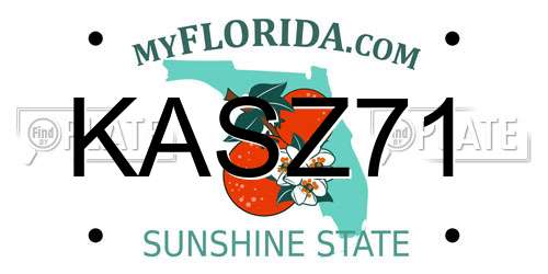 KASZ71 Florida License Plate