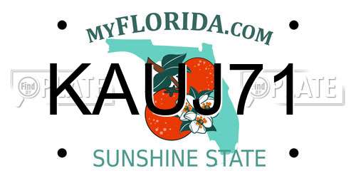 KAUJ71 Florida License Plate