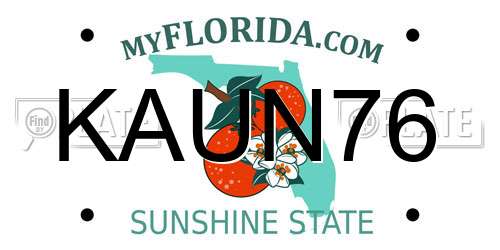KAUN76 Florida License Plate