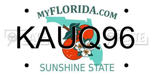 KAUQ96 Florida License Plate