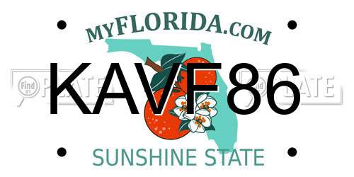 KAVF86 Florida License Plate