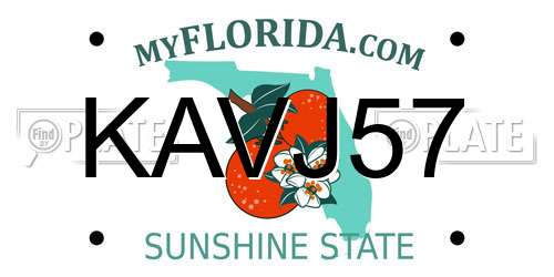 KAVJ57 Florida License Plate