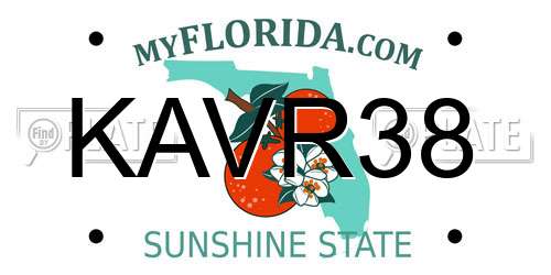 KAVR38 Florida License Plate