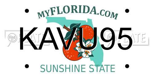 KAVU95 Florida License Plate