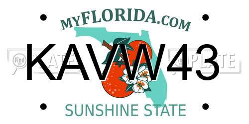 KAVW43 Florida License Plate
