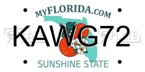 KAWG72 Florida License Plate