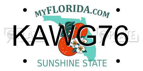 KAWG76 Florida License Plate
