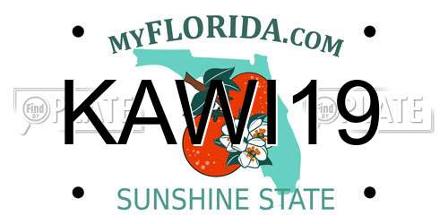 KAWI19 Florida License Plate