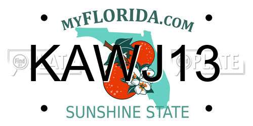 KAWJ13 Florida License Plate