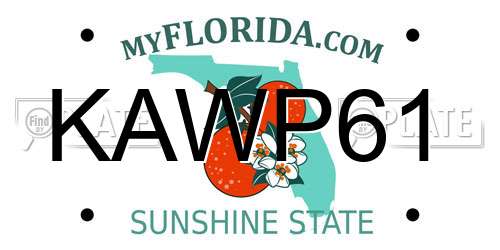 KAWP61 Florida License Plate