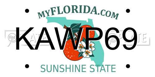 KAWP69 Florida License Plate