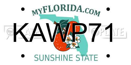 KAWP71 Florida License Plate