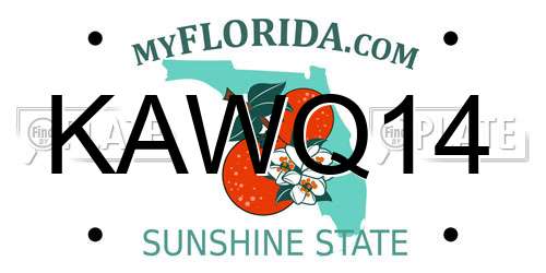 KAWQ14 Florida License Plate