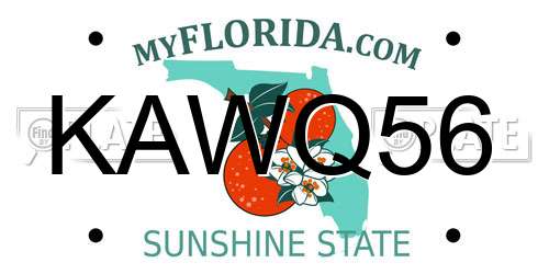 KAWQ56 Florida License Plate