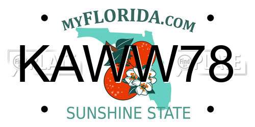 KAWW78 Florida License Plate