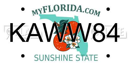KAWW84 Florida License Plate