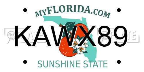 KAWX89 Florida License Plate