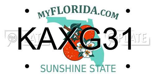 KAXG31 Florida License Plate