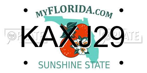 KAXJ29 Florida License Plate