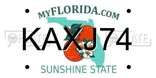 KAXJ74 Florida License Plate
