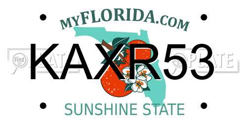 KAXR53 Florida License Plate