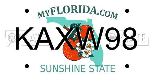 KAXW98 Florida License Plate