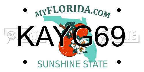 KAYG69 Florida License Plate