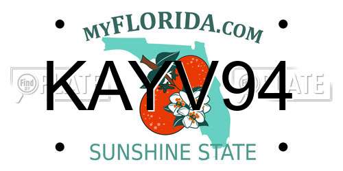 KAYV94 Florida License Plate