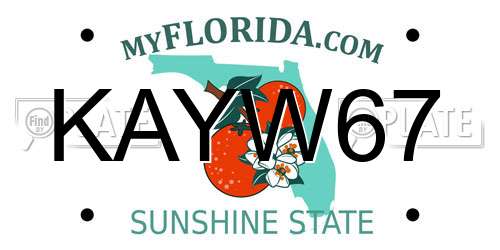 KAYW67 Florida License Plate