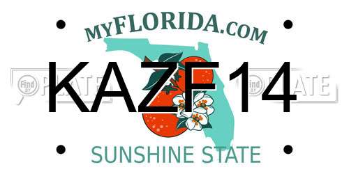 KAZF14 Florida License Plate
