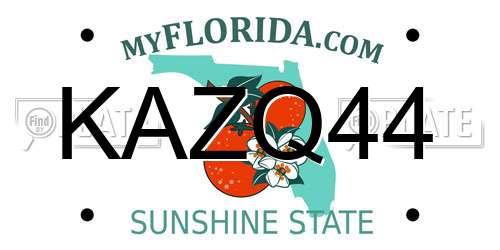 KAZQ44 Florida License Plate